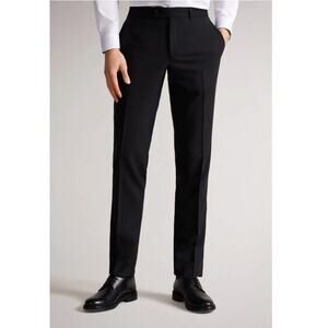 TED BAKER LONDON Men's Black Jay CT 100% Wool Flat Front Dress Pants Size 35 S